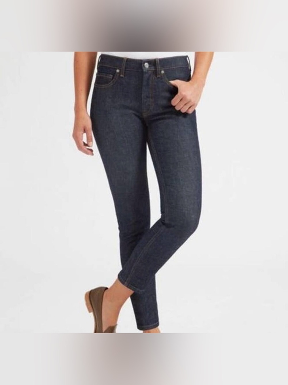 Everlane The Mid Rise Skinny Ankle Jeans Size 26 Stretch Dark Blue Indigo Preppy